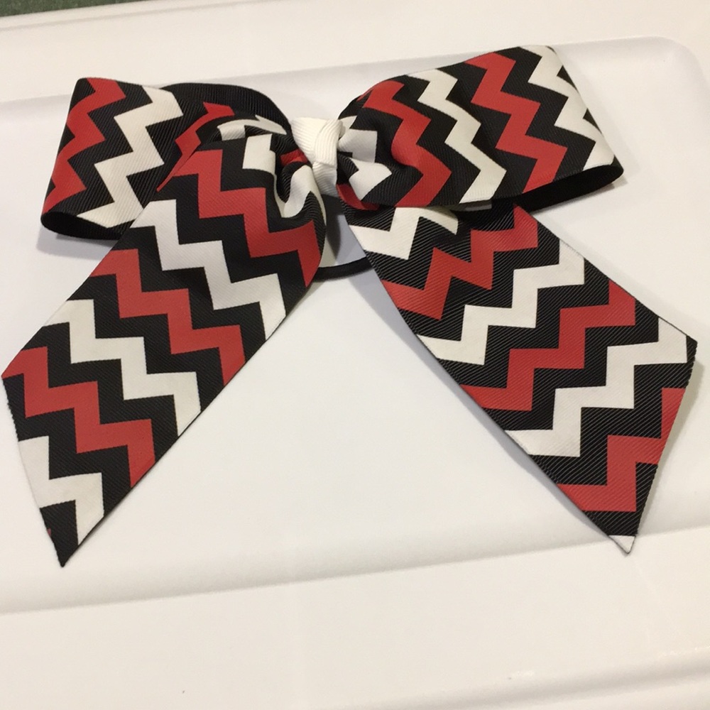 Maroon/black/white Chevron 2” wide pony tail bow